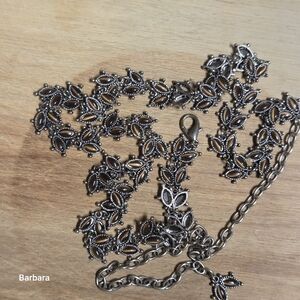 Vintage 60s Tiger Eye Double Leaf Link Chain Belt